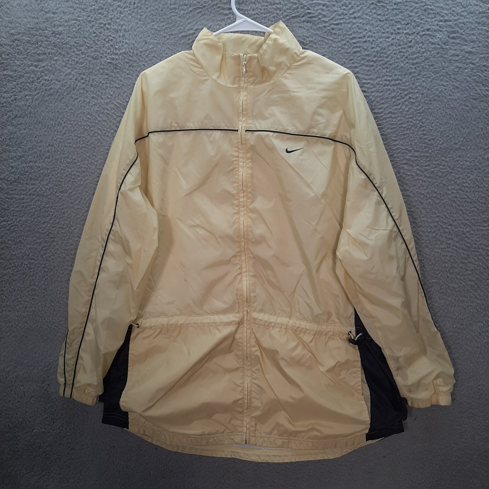 Nike Jacket Womens Extra Large Yellow Black Raincoat Windbreaker Y2K Outdoors